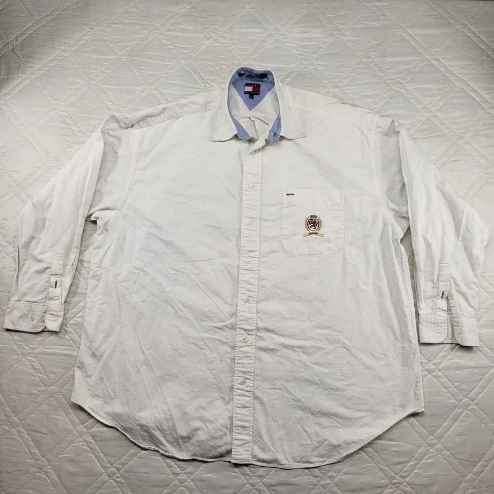Tommy Hilfiger white long sleeve 100% cotton dress shirt size 0/0 4XL